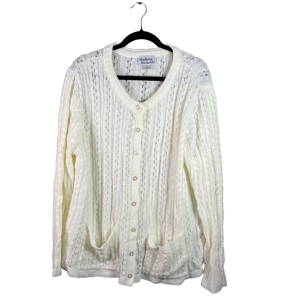 Anthony Richards Cardigan‎ Sweater Women's 2X Cottagecore Coastal Grandmother